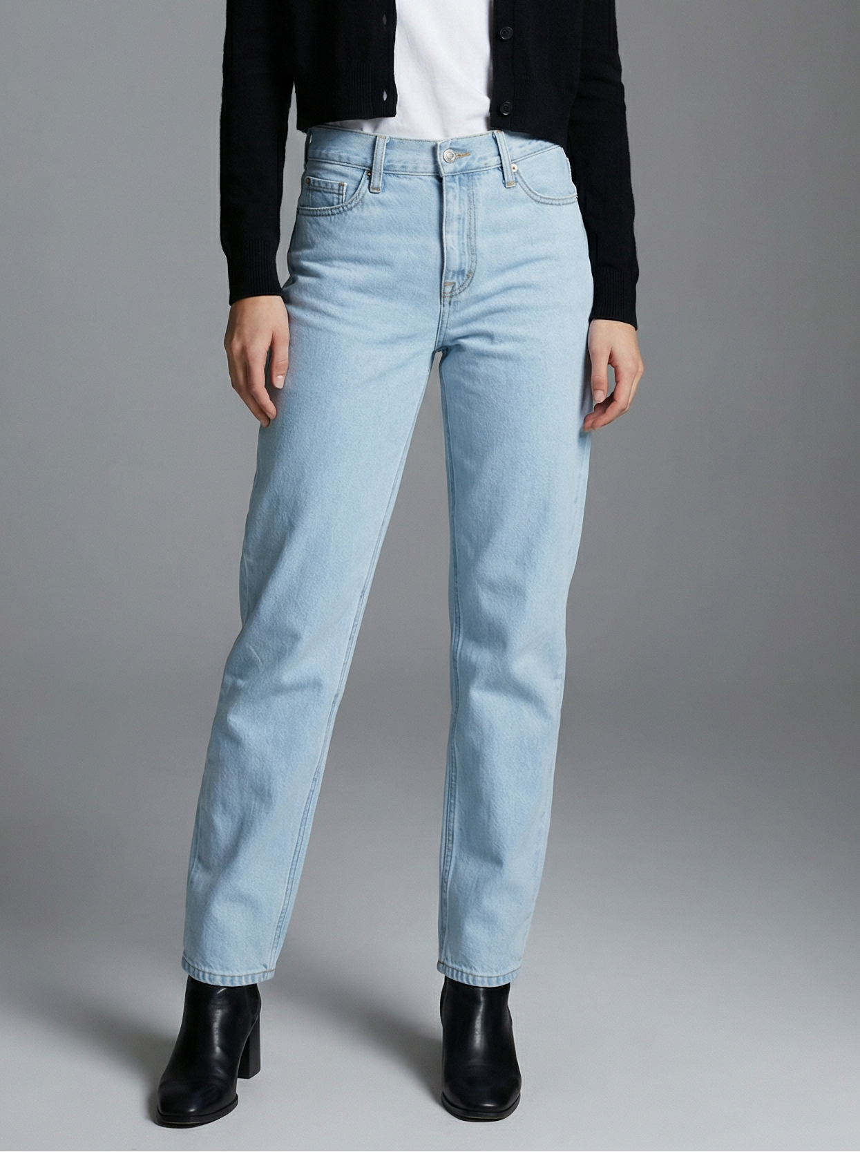 TAPERED MID RISE WIDE BAGGY JEANS