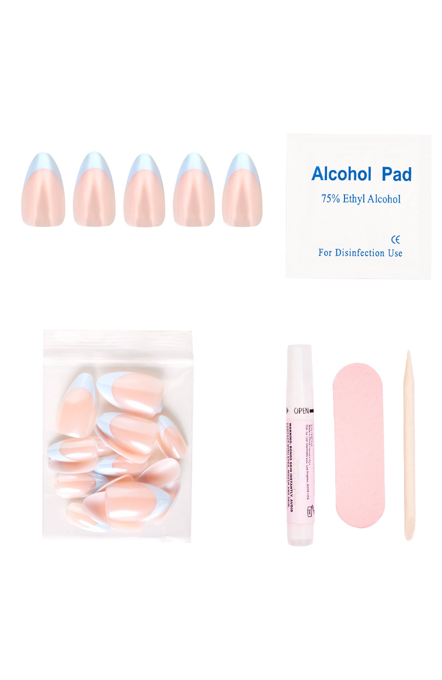Blueberry Icing Press-On Nails | Baby Blue French Tip