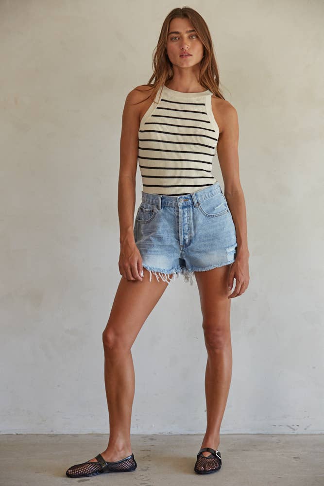 By Together Ribbed Boat Neck Tank