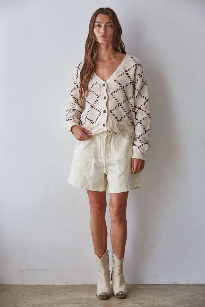By Together Diamond Stitch Detail Cardigan