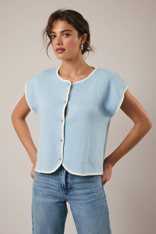 Sunday Edition Knit Button Down Top