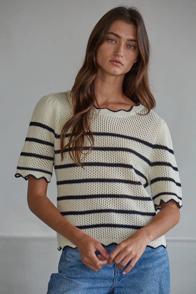 By Together Knit Sweater Cotton Striped Top