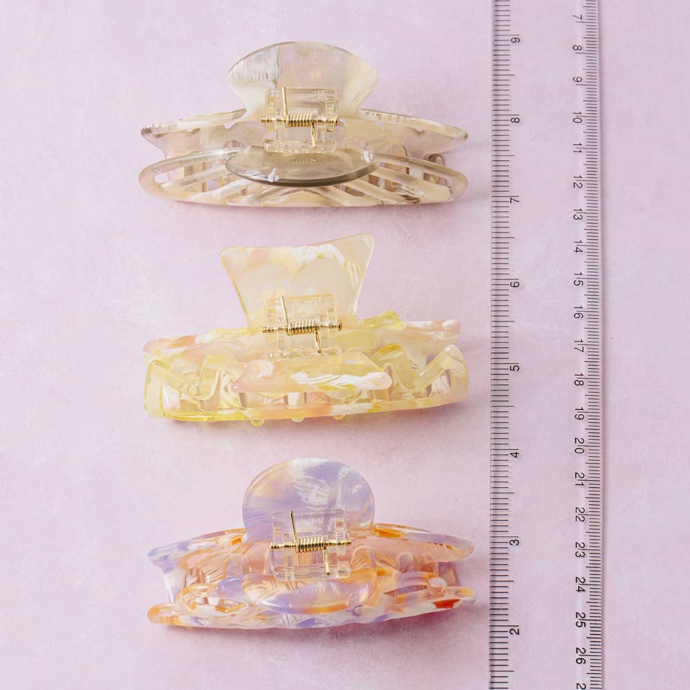 Mixed Finish Acetate Claw Hair Clip Set