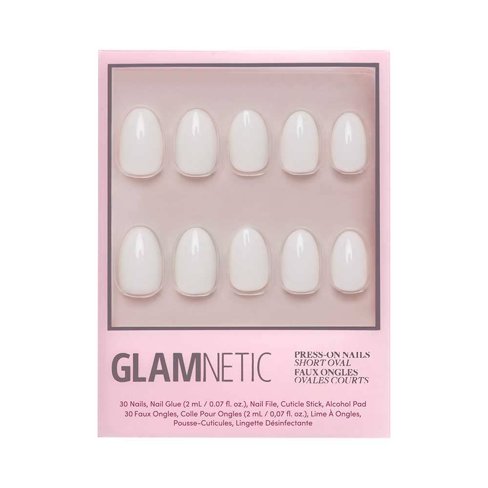 White Swan Press-On Nails | Short Oval Solid Holiday Nails