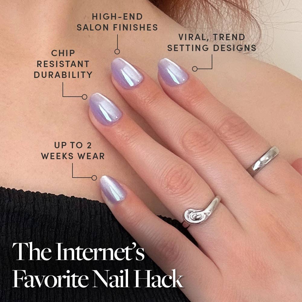 Mermaid's Tail Press-On Nails | Short Oval Purple Iridiscent