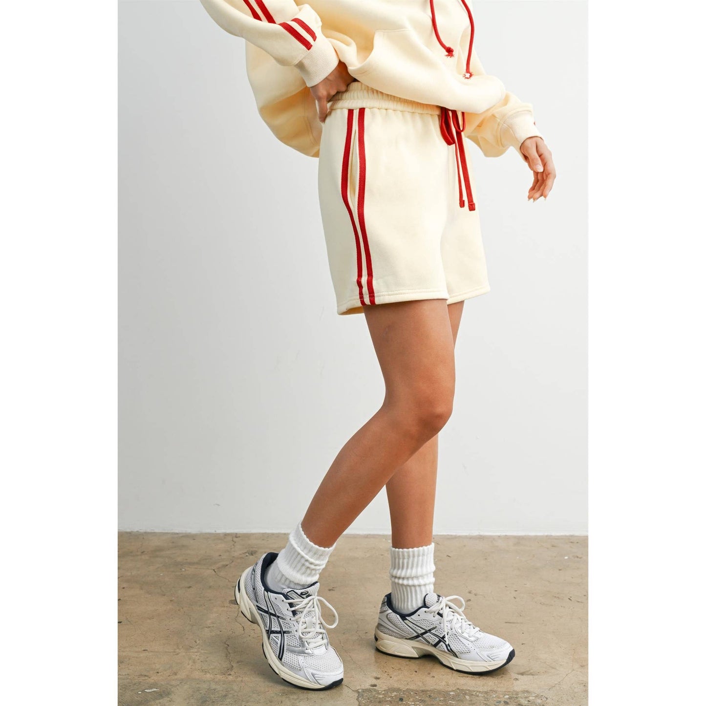 ButterMelon Contrast Striped Drawstring Shorts