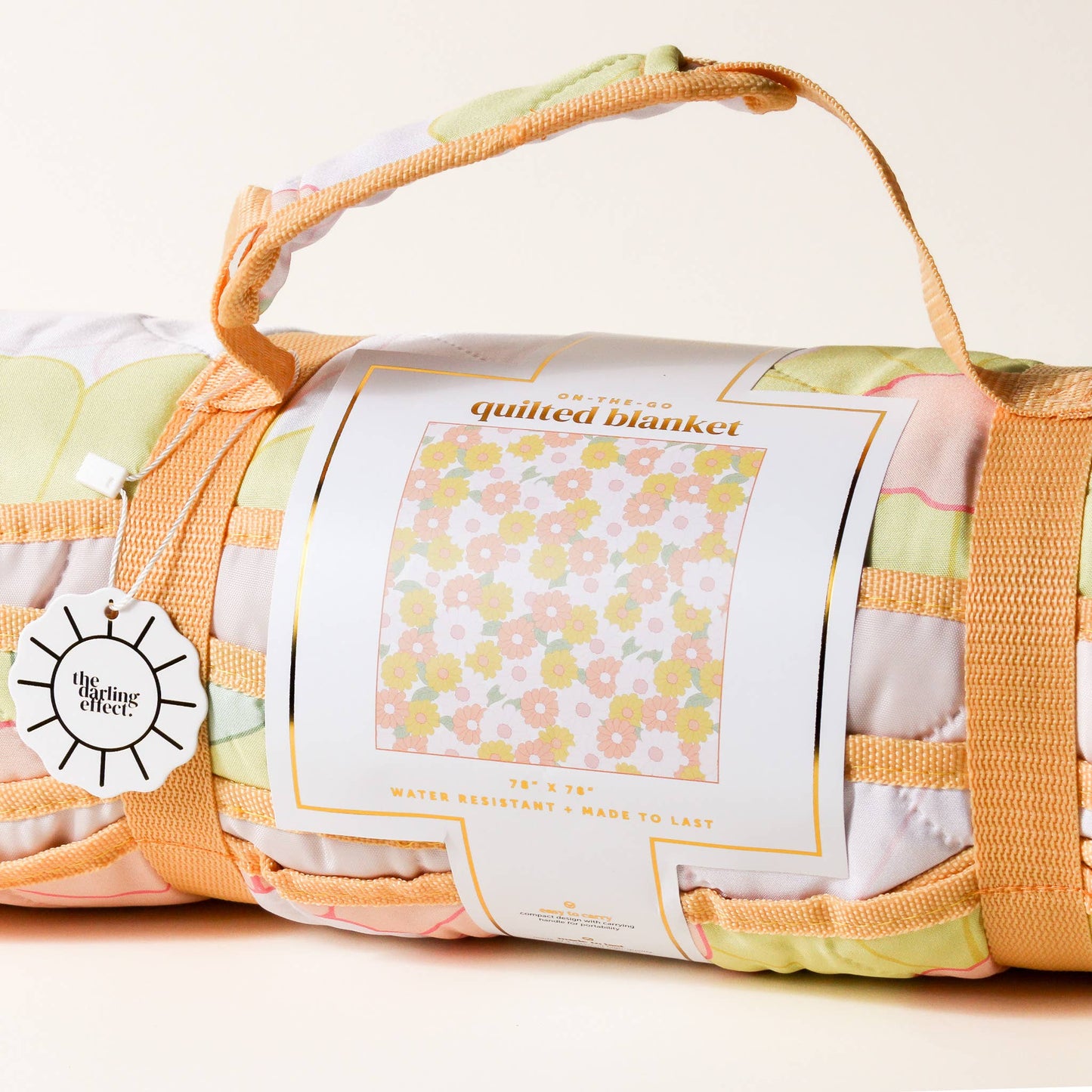 On-the-Go Quilted Blanket - Daisy Craze Peach