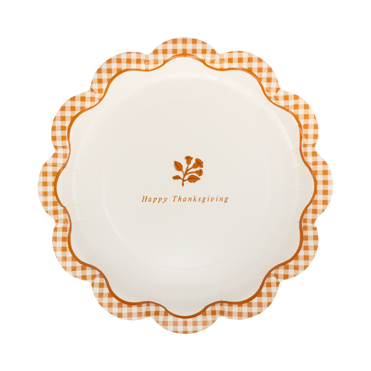 Gingham Happy Thanksgiving Paper Plates
