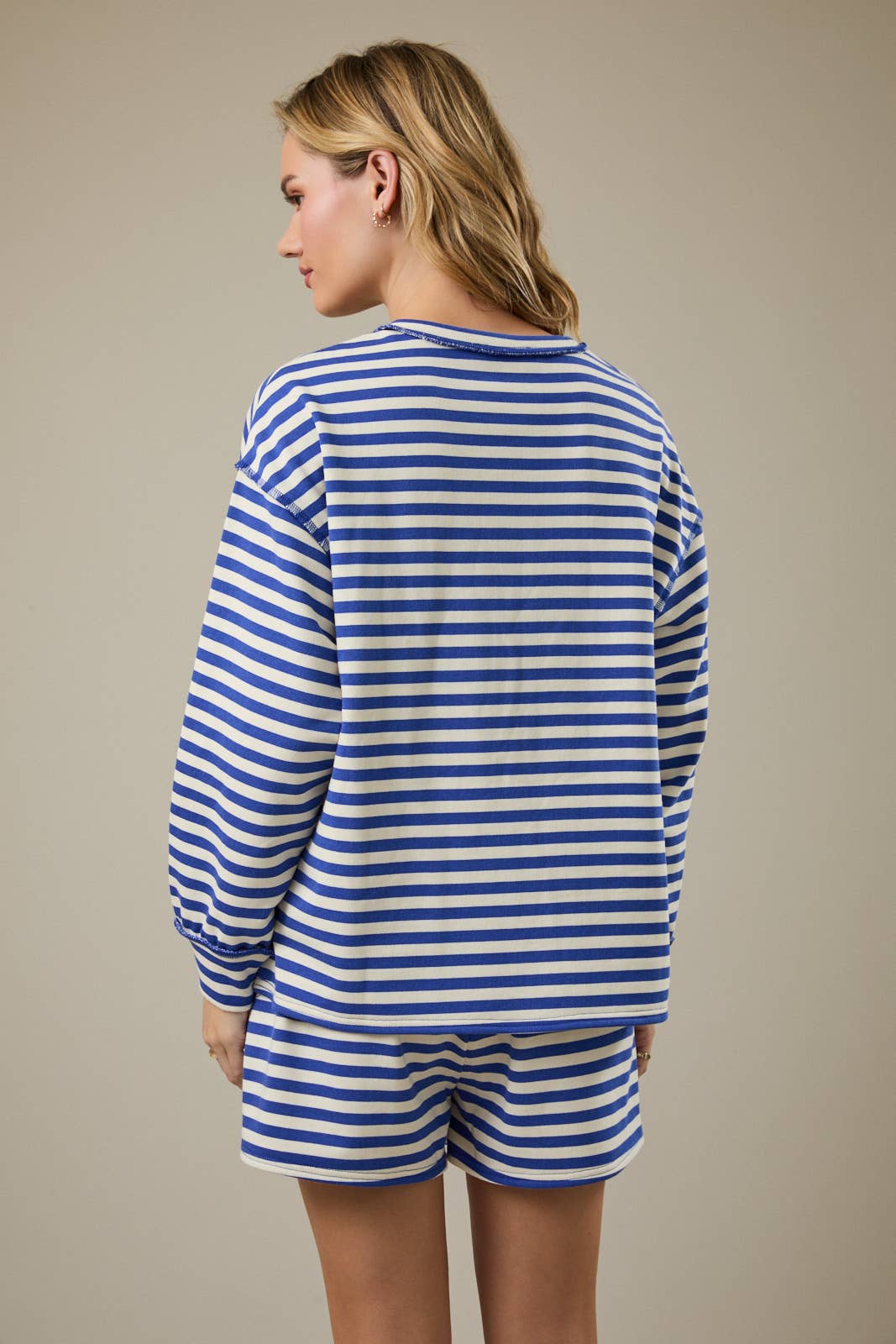 Sunday Edition Striped Sweatshirt and Shorts Set