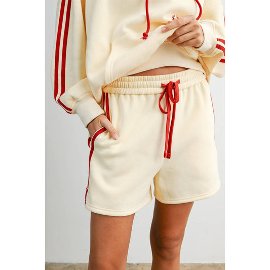 ButterMelon Contrast Striped Drawstring Shorts