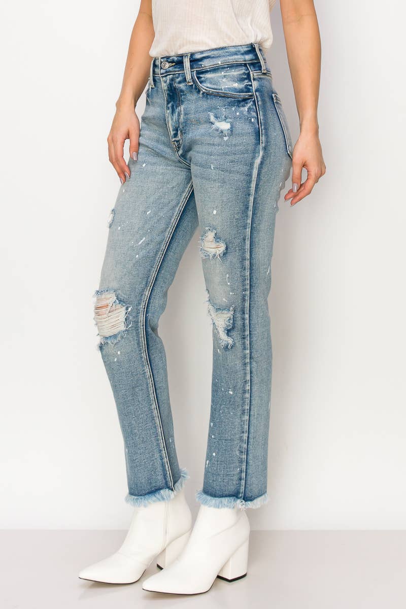 Artemis Vintage High Rise Straight w/Frayed Hem Jean