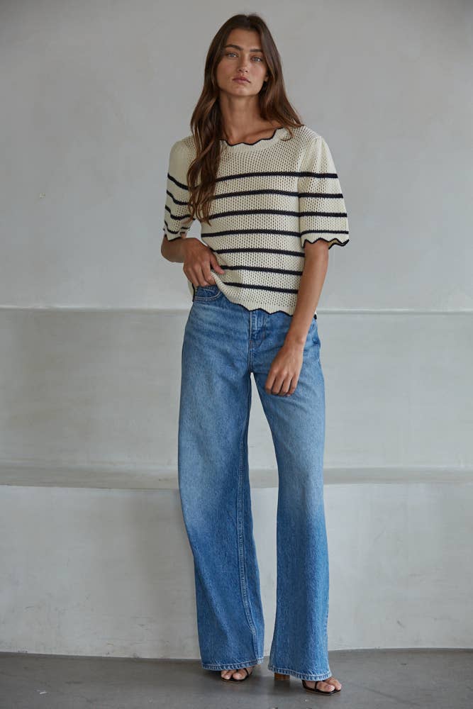 By Together Knit Sweater Cotton Striped Top